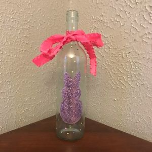 Purple Glitter Bunny Hand Painted Wine Bottle